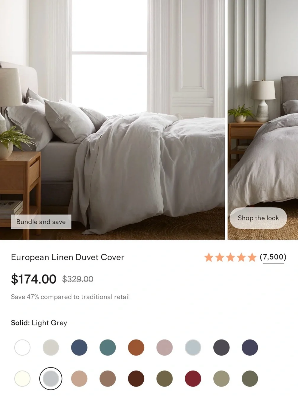 Quince European Linen Duvet Cover - Light Gray